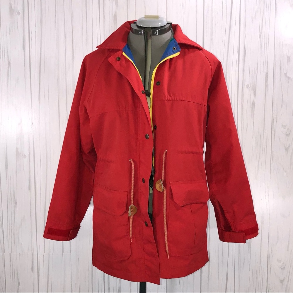 Vintage Red Cargo Field Jacket, Mountain Trails